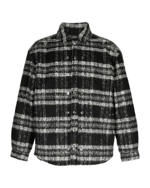 Y. Project Black Textured Stripe-Pattern Shirt Jacket for men