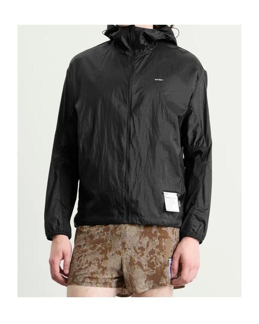 Satisfy Black Hooded Windproof Jacket for men