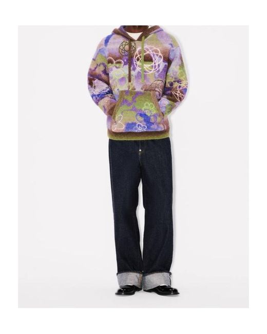 KENZO Gray X Futura 2000' Knitted Hoodie for men