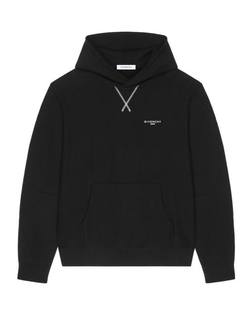 Givenchy Black Paris Signature Embroidered Hoodie for men
