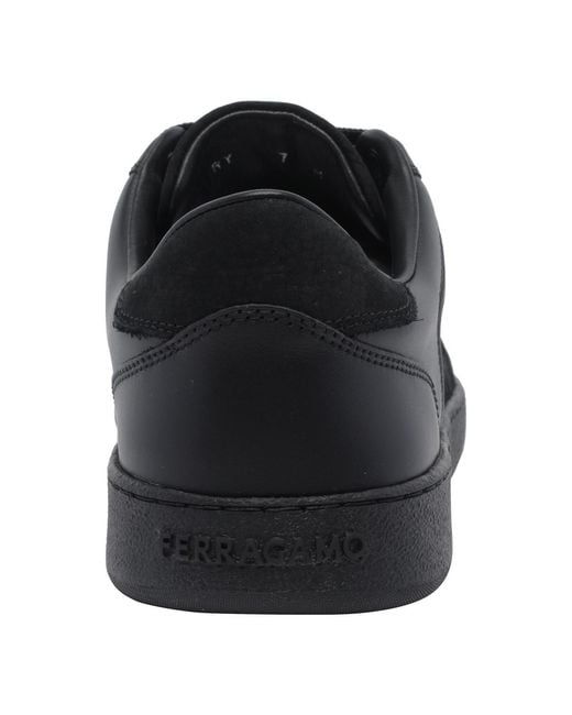 Ferragamo Black Round-Toe Lace-Up Sneakers for men