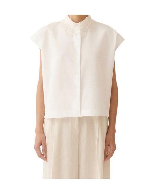 Fabiana Filippi White Sleeveless Poplin Shirt