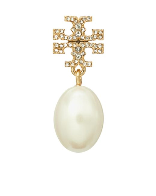 Tory Burch White Kira Pearl Drop Earrings