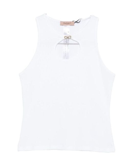 Twinset Pink Cut-Out Embellished Top