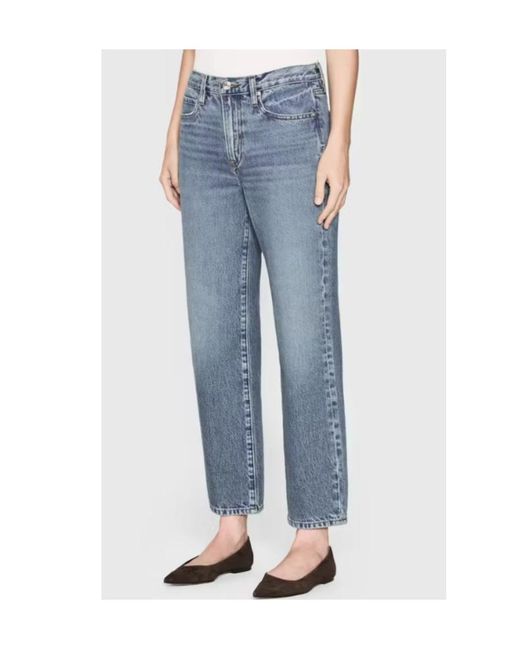 FRAME Blue Rigid Denim Mid Rise Straight Ankle Length