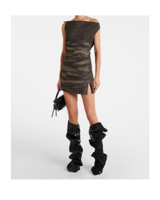 Y. Project Black Snap Denim Knee-High Boots