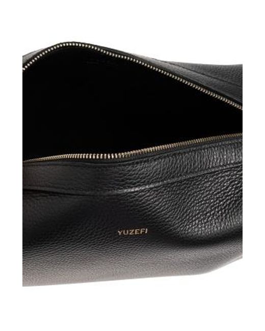 Yuzefi Black Brioche Grained Leather Shoulder Bag