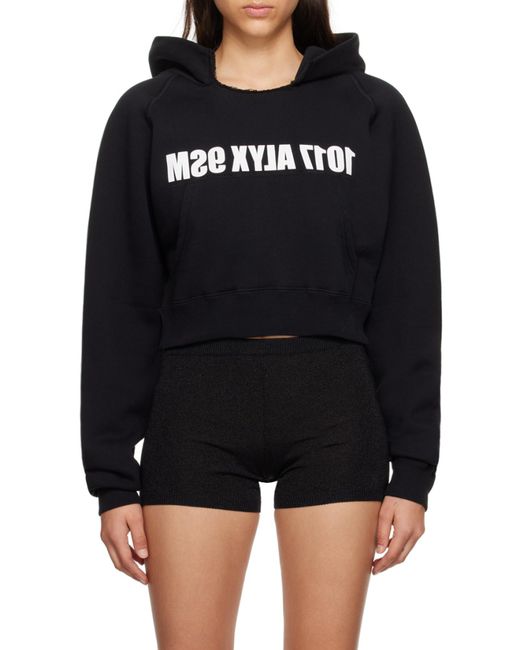 1017 ALYX 9SM Black 1017 9Sm Logo Printed Cropped Hoodie