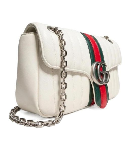 Gucci White Jetset Gg Marmont Medium Shoulder Bag