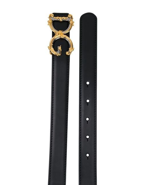 Dolce & Gabbana White Baroque Logo Belt