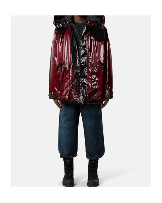 Stone Island Red Logo Patch Hooded Parka for men