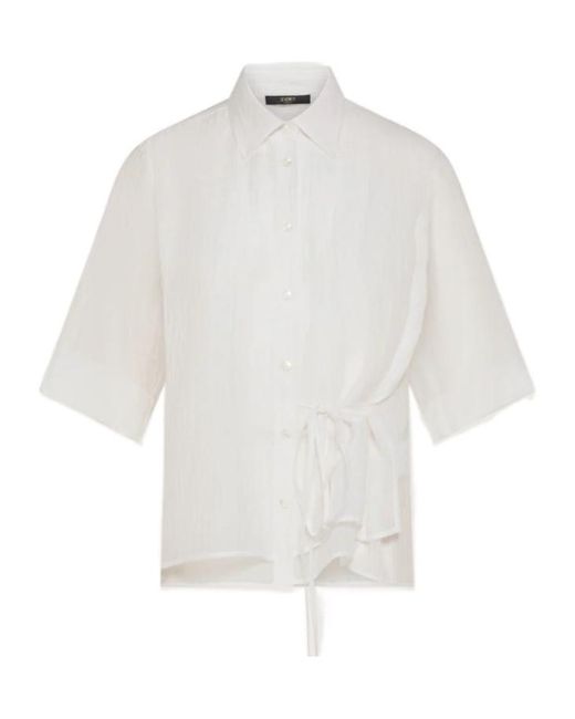 Seventy White Crinkled Side-Tie Blouse