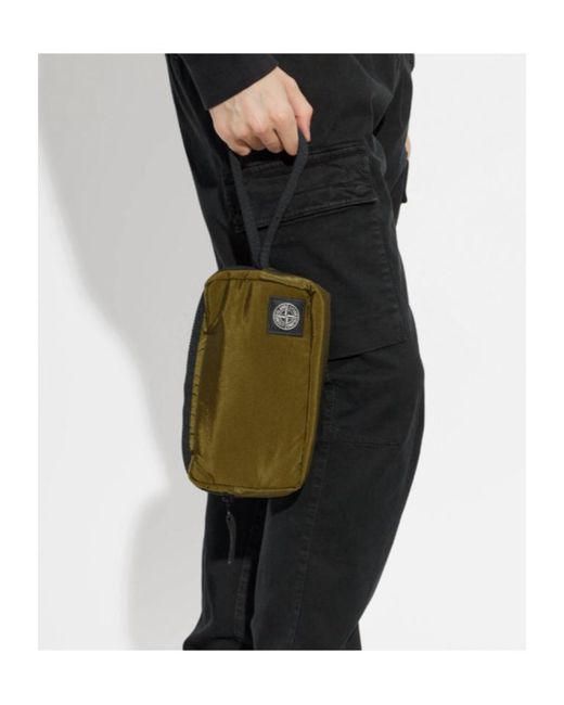 Stone Island Green Logo Patch Waist Bag for men
