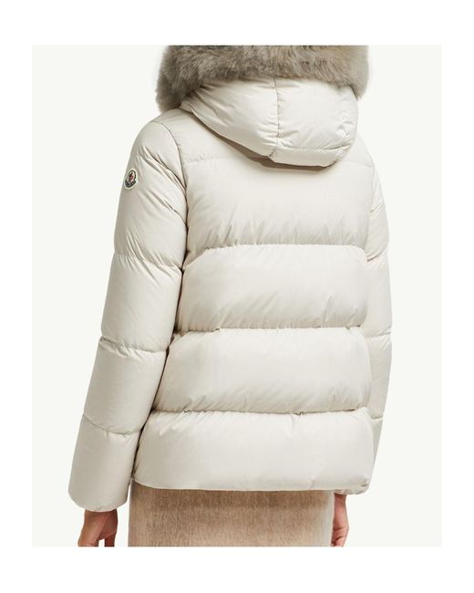 Moncler Natural Laichefur Shearling-Trimmed Short Down Jacket