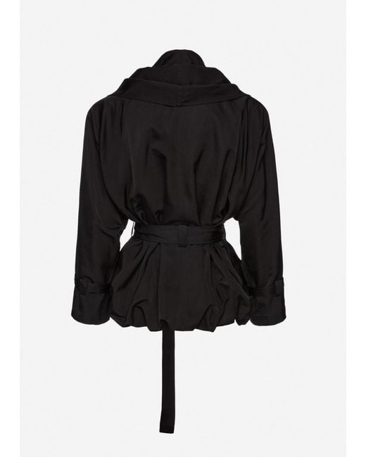 Magda Butrym Black Draped Collar Cotton-Silk Blend Jacket