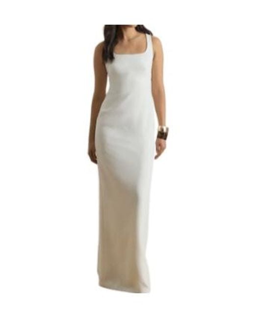 Ralph Lauren White Lauren Cross-Back Gown Dress