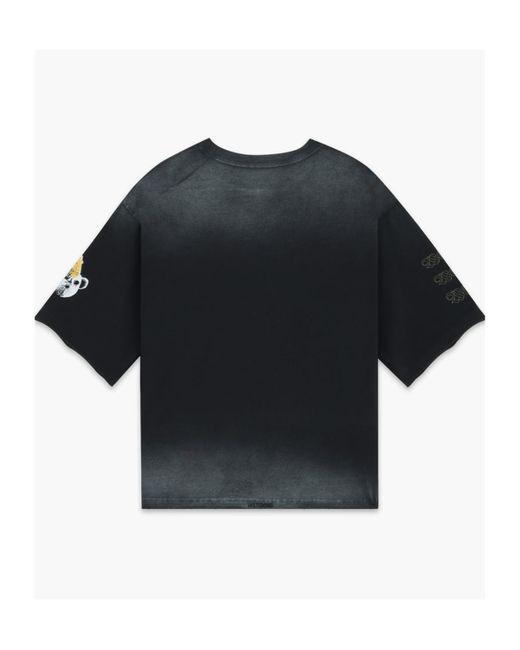 we11done Black Sprayed Teddy T-Shirt for men