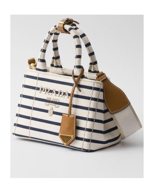 Prada Multicolor Jardinière Mini Striped Cotton Canvas Bag