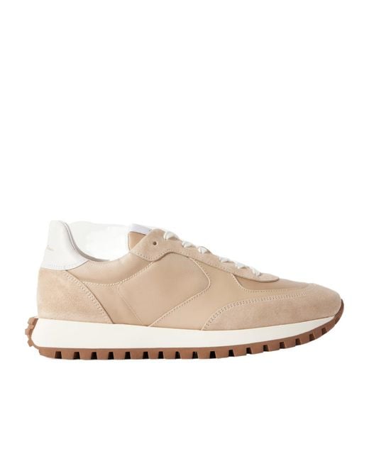 Gianvito Rossi Natural Gravel Suede, Leather And Shell Sneakers