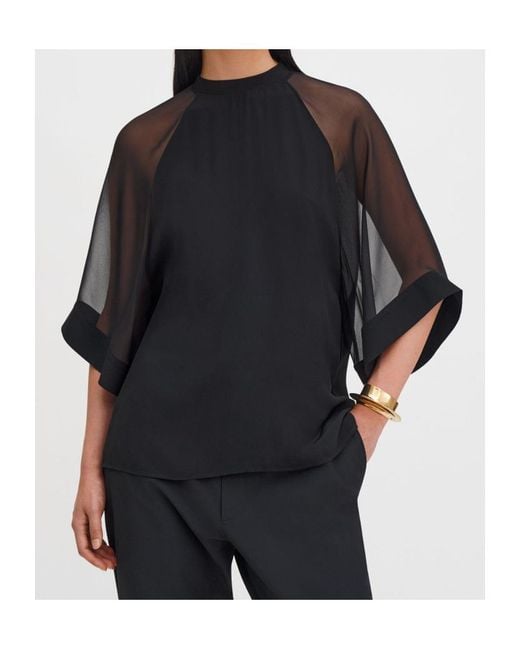 Filippa K Black Sheer Raglan Blouse