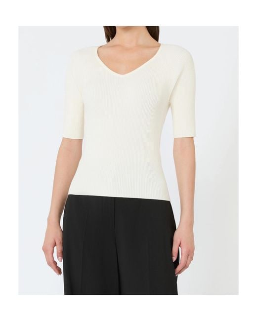 Weekend by Maxmara White Ribbed Knit Sweater