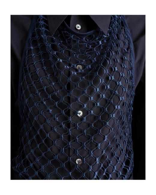 Lemaire Blue Fishnet Halter Top