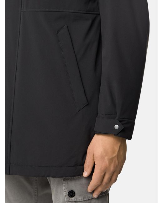 Stone Island Black Long Padded Coat for men