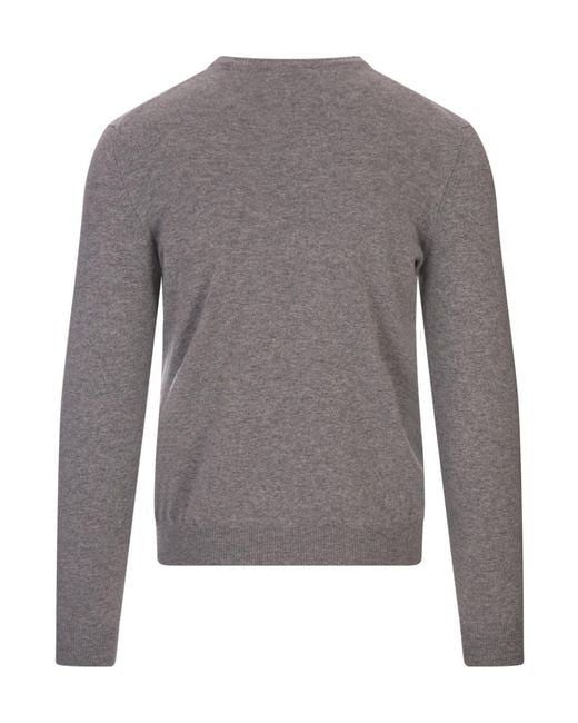 Fedeli Gray Long-Sleeved Crewneck Jumper for men