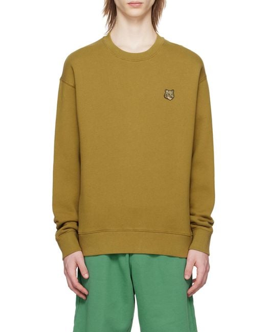Maison Kitsuné Green Maison Kitsuné Fox Head Patch Crewneck Sweatshirt for men