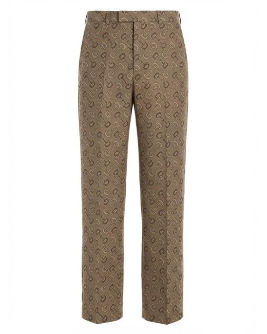 Gucci Brown All-Over Horsebit Embroidery Trousers for men