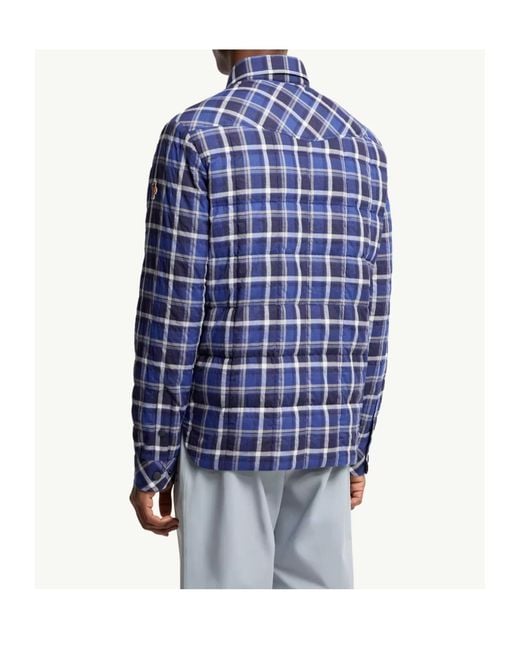 Moncler Blue Grenoble Quilted Plaid Overshirt for men