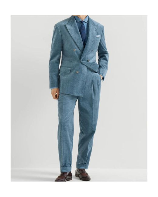 Brunello Cucinelli Blue Peaked-Lapel Blazer for men