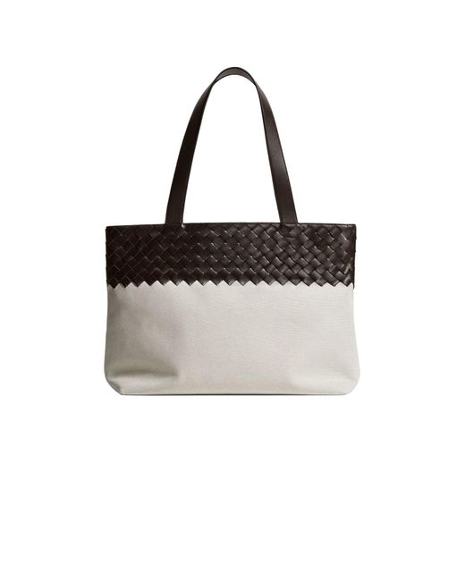 Bottega Veneta White Small Intrecciato Zipped Tote for men