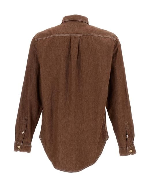 Paul Smith Brown Logo Patch Shirt for men