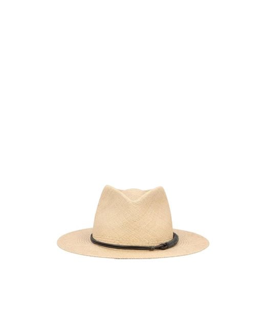 Brunello Cucinelli White Embellished Interwovened Hat