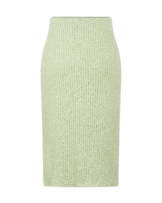 Fabiana Filippi Green Sequin-Embellished Knitted Skirt
