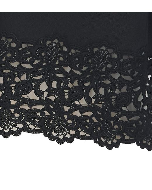 Chloé Blue Chloé Cropped Lace-Hem Cropped Cardigan