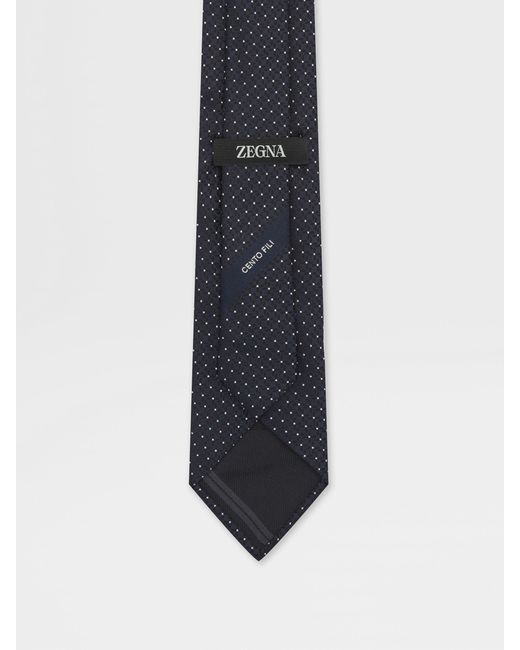 Zegna Blue Geometric-Patterned Jacquard Tie for men