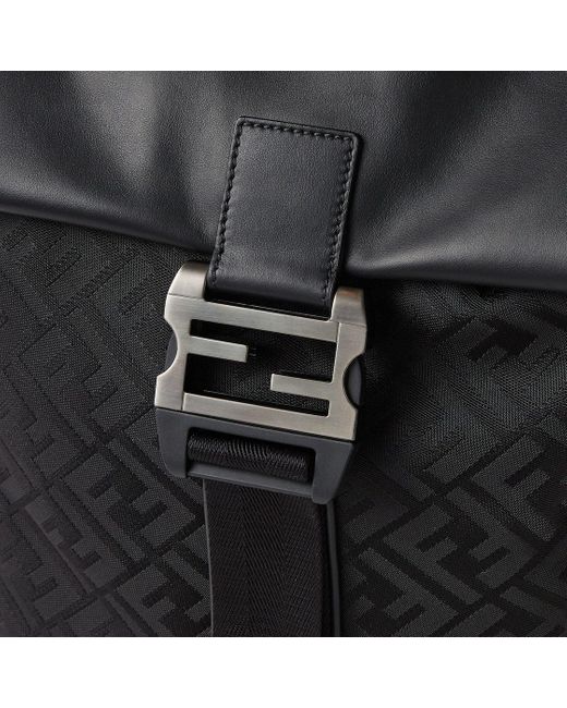 Fendi Black Flux Ff Motif Drawstring Backpack for men