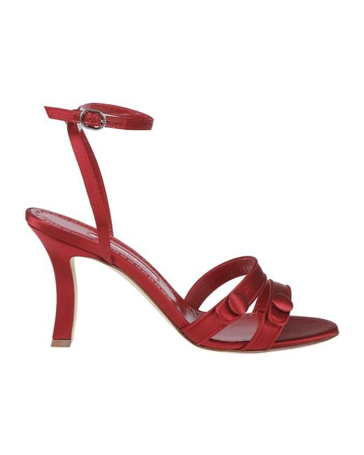 Manolo Blahnik Red Neusita Slingback Sandals