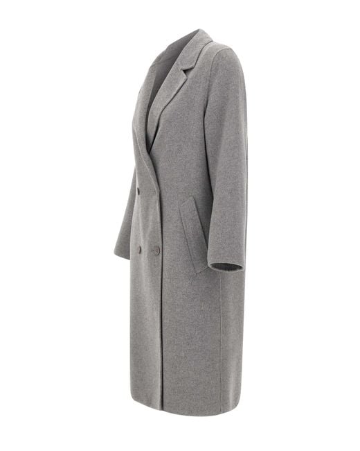 Kaos Gray Oversized Double-Breasted Coat