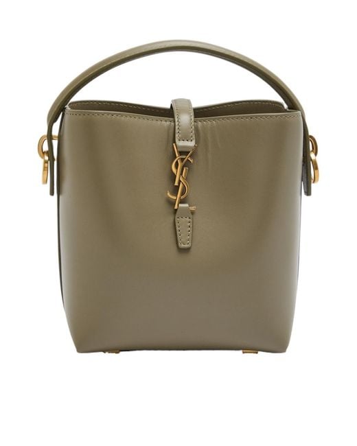 Saint Laurent Green Le 37 Mini Leather Bucket Bag