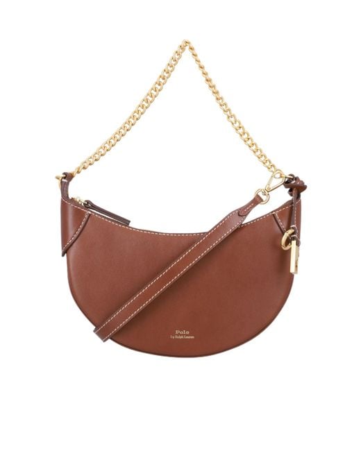 Polo Ralph Lauren Brown Small Logo-Stamp Chained Crossbody Bag