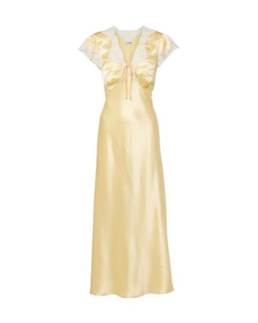 Rixo Metallic Lace-Trimmed Satin Midi Dress