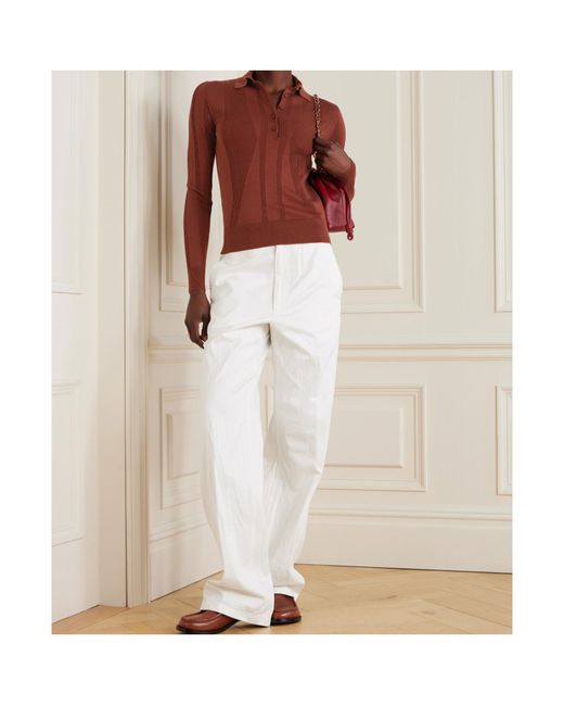 Dries Van Noten Red Long-Sleeved Polo Shirt