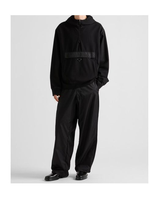 Prada Black Technical Jersey Hoodie for men