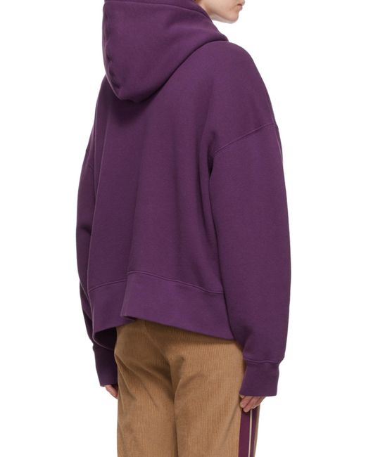 Palm Angels Purple Teddy Bear Logo Hoodie for men