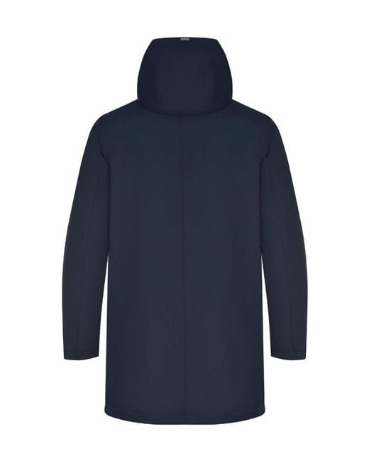 Herno Blue Light Faux Fur Hooded Long Parka for men