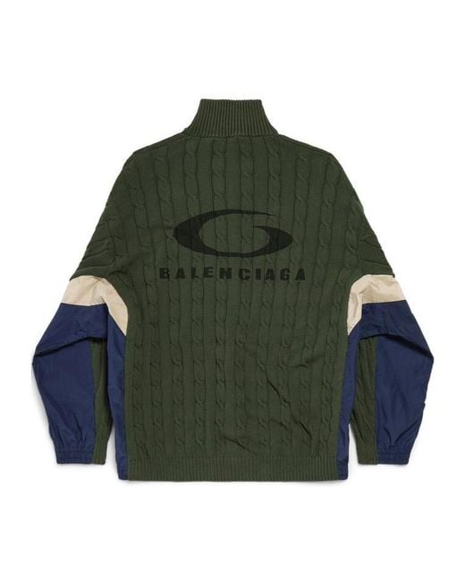 Balenciaga Green Panelled Zipped Cardigan for men