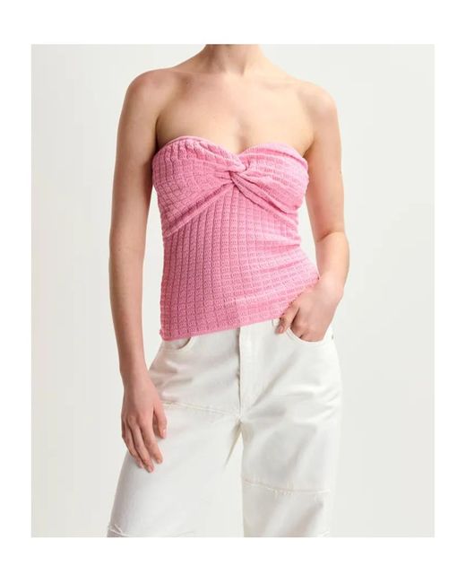 Essentiel Antwerp Pink Knitted Strapless Top